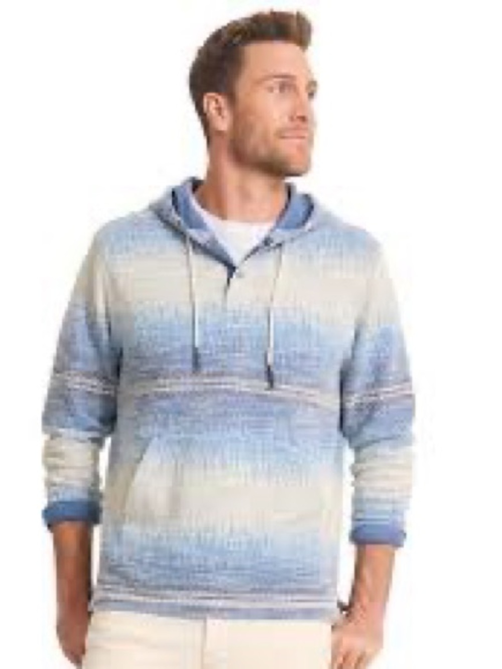 Tommy Bahama Baja Hoodie 3XL Blue White Striped Cotton Hooded Pullover Henley